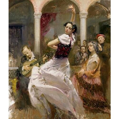 Dancing Woman Oil Oainting Cross Stitch Kits 14CT Unprinted For Embroidered Handmade Arts Set Wall Home Decor Handmade
