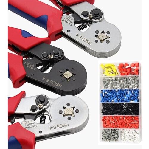 Tubular Terminal Crimping Tools Mini Electrical Pliers HSC8 6-4A/HSC8 6-4 0.25-10mm2/0.25-6mm2 23-7AWG High Precision Clamp Sets