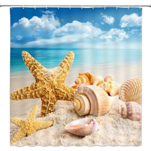 High Quality Seaworld Tropical Plants Shower Curtains for Bathroom Polyester Dusk Sunset Printing Shower Curtain Beach Curtains