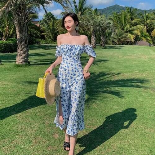 Women Long Floral Dress Summer 2021 Runway Elegant Vintage Boho French Retro Fairy Casual Sea Beach Vacation Party Vestidos New