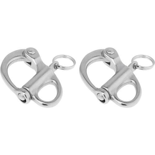 2 Pieces 32mm Durable 304 Stainless Steel Fixed Bail Quick Release Snap Shackle for Kayak Sailboat Yacht Sailing Hardware