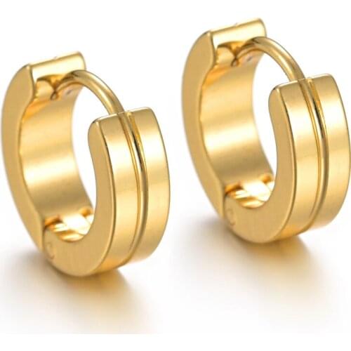 2021 Trendy Classic Gold Color Metal Small Circle Punk Round Earrings for Men Women Wedding Party Jewelry Men Ear Studs Gifts