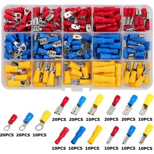 210/510PCS Fork Terminal Connector Insulated Spade Ring Type Mixed Kit Male Female Crimp Termin Car Electrical Wire Connector
