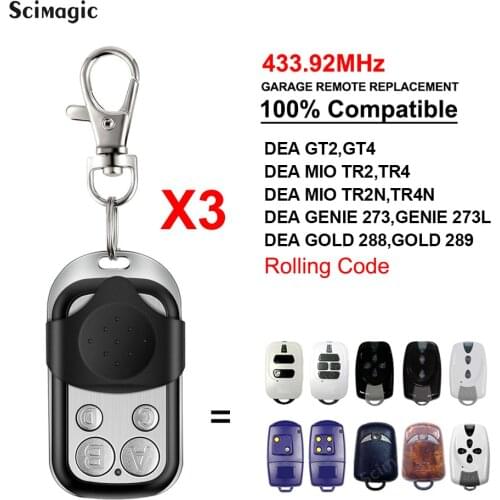 3pcs DEA GT2 GT4 MIO TR2 TR4 MIO TR2N TR4N GOLD 288 GOLD 289 Gate Remote Control Garage Door 433.92MHz Rolling Code Transmitter