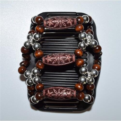 60 PCS/LOT wonderful flower silver elastic beaded double twin headwear magic hair comb clips for beautiful girls