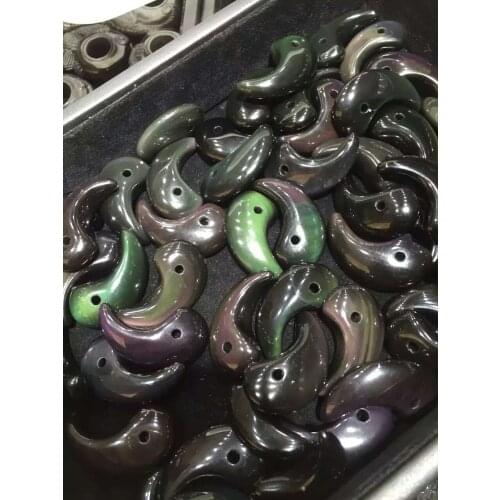 Free shipping Free shipping Natural rainbow obsidian Magatama necklace pendant with rope wholesale