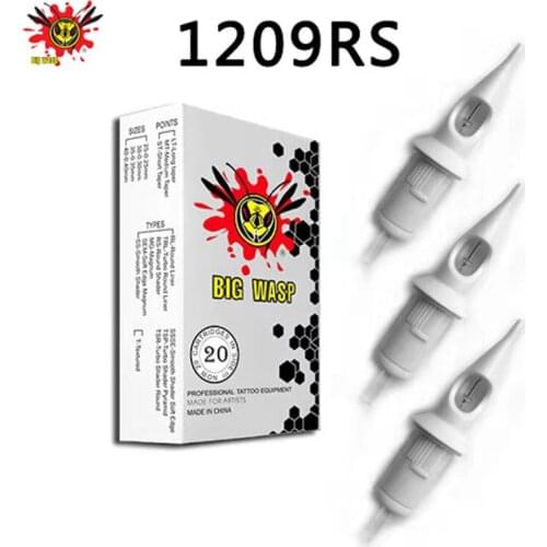 BIGWASP 1209RS Tattoo Needle Cartridges #12 Standard (0.35mm) 9 Round Shader (9RS) for Cartridge Tattoo Machines & Grips 20Pcs