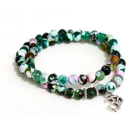 6mm natural stone beads bracelet & necklace Stretched tassel Hamsa Yoga Bohemia Bracelets for women jewelry