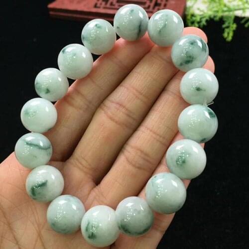 13.5mm Natural Jade A Bracelets Gemstone Crystal Stretch Round Beads Stone For Women Men Bracelets Jewelry AAAAA