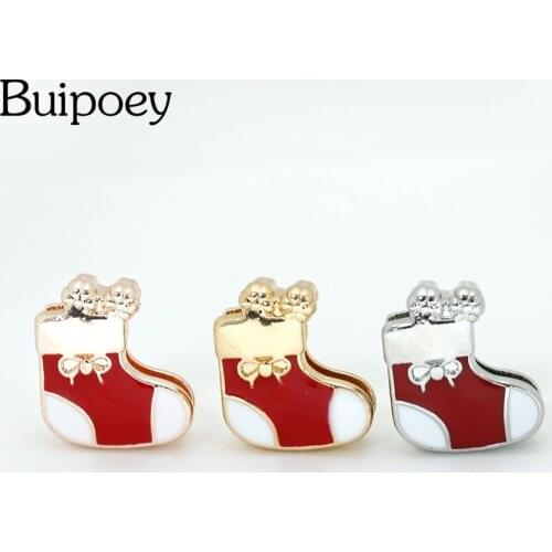 Buipoey 2020 New Christmas Red Sock Gift Beaded Charm Fit 10mm Stainless Steel Mesh Bracelet Watch Belt Bangle Accessories Beads
