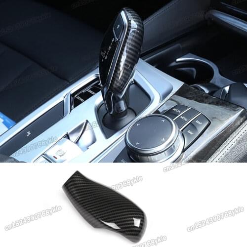 Lsrtw2017 carbon fiber abs car gear lever cover for bmw 5 series 528 530 520 540 535 g30 g31 2018 2019 2020 2021 shift knob