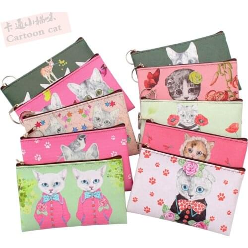 New Cartoon Cat Coin Purse Children kitty clutch small wallet Women Coin Wallets Kids Cute zipper Bag Pouch Holder change purses