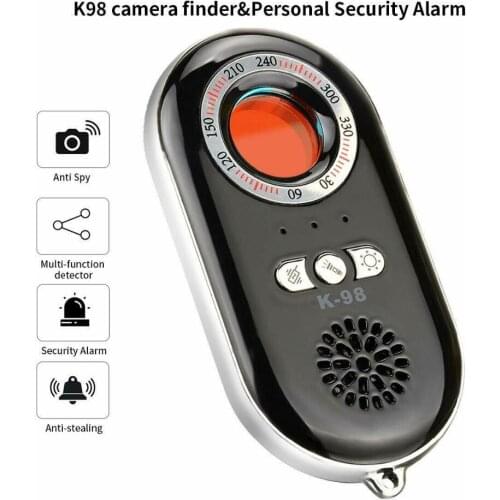NEW K98 Travel Anti-spy Detector Camera GSM Audio Bug Finder GPS Signal Lens RF Tracker Detector + Smallest Anti-stealing Alarm