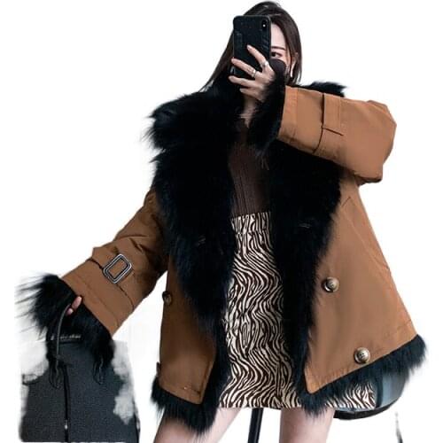 JMLD Fur 2021 New Fox Fur Coat Double-sided Pie Overcoming Raccoon Dog Fur Womens parka