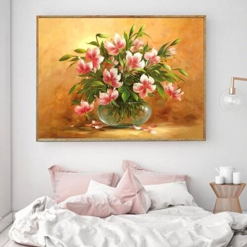 Classical Oil Colorful Flower Modern Canvas Painting Digital Prints on Canvas Poster Wall Art Picture Living Room Home decor