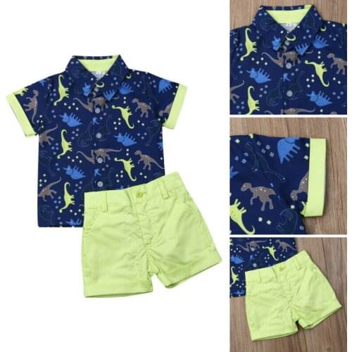 Newborn Baby Boy Gentleman Suit Dinosaur Top T-shirt Pants Shorts Cute Baby Boy Clothing Outfits Set