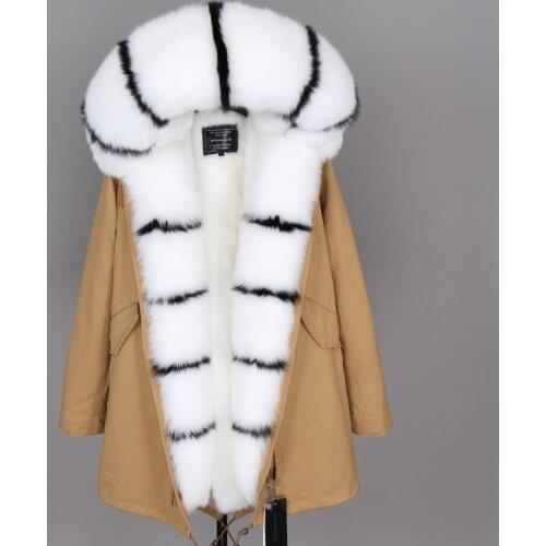Maomaokong winter jacket women real fur coat natural fox fur collar long parkas Womens jacket Womens coat