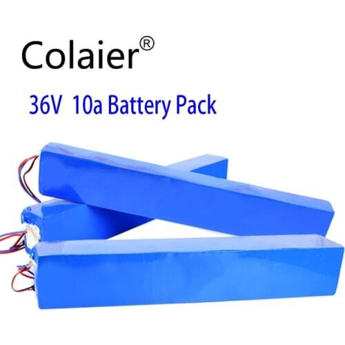 Colaier 36V 10Ah 42V 18650 Strip lithium ion battery pack with 20A BMS For ebike electric car bicycle motor scooter 600Watt