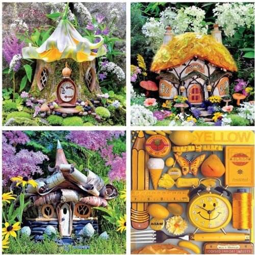 Full Diamond 5D Cross Stitch Kit Cartoon House Painting Diamond Painting Mosaic Diamond Embroidery Home Decoration Children Gift
