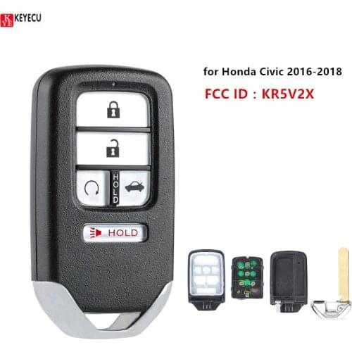 Keyecu New Replacement Smart Remote Key Fob 433MHz ID47 chip 5 Button for Honda Civic 2016 2017 2018 2019 2020 -FCC: KR5V2X