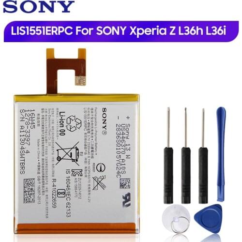 Original Replacement Sony Battery LIS1502ERPC For SONY Xperia Z L36h L36i c6602 SO-02E C6603 S39H LIS1551ERPC Authentic 2330mAh