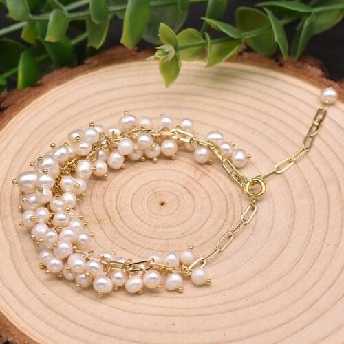Original Handmade Natural Fresh Water White Pearl Bracelet for Women Wedding Party Fashion Jewelry Gifts Jewellery Accesorios