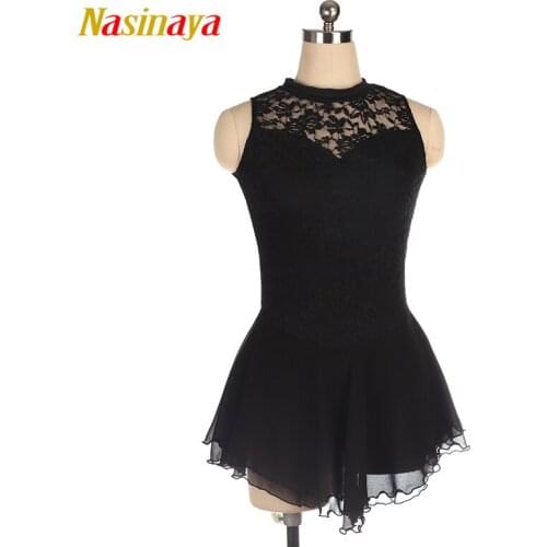 Nasinaya Figure Skating Dress Customized Competition Ice Skating Skirt for Girl Women Kids Gymnastic Performance black lace
