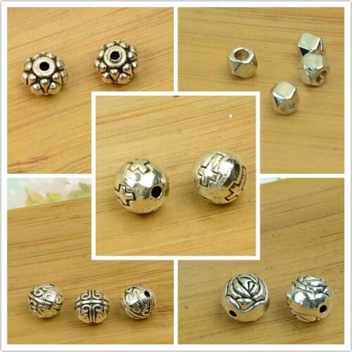 Ball shape 3d round small hole bead alloy antique silver DIY charm pendant vintage jewelry making accessories findings bracelet