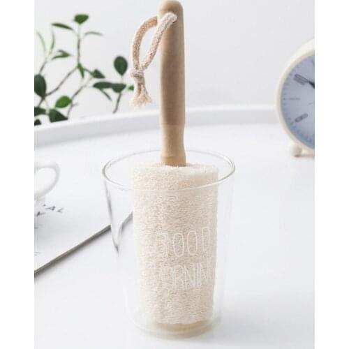 Loofah Dishwashing Brush Scrubber Dish Bowl Pot Cup Cleaning Brush With Wooden Handle Wall Hanging Kitchen Clean Brushes