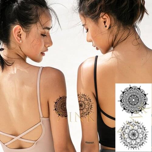 Waterproof Temporary tatoo sticker Mandala Cluster of flowers Water Transfer fake flash tatto for men women