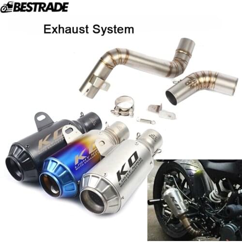 Motorcycle Scooter Exhaust Middle Connect Link Pipe 51mm Muffler Tips Modifie For Duke 200 390 2012-2016 Stainless Steel Slip On