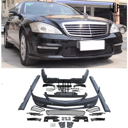 W221 S350 S65 S63 Car Body Kit PP Unpainted Front Rear Bumper Side Skirts For Mercedes-Benz W221 S65 S63 AMG style 2007-2013