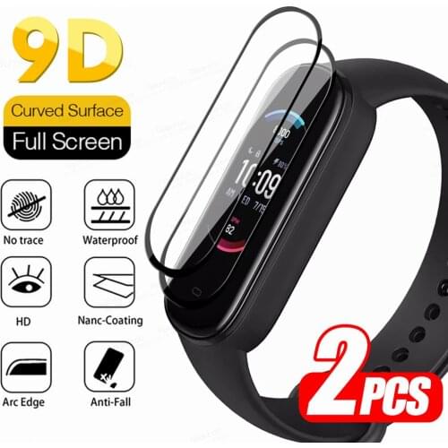 2pcs For Huami Amazfit Band 5 Glass 9D Full Curved Smart Wristband Soft Protective Glass For Amazfit Band5 Screen Protector Film
