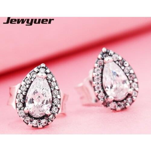 2017 New 925 silver sterling Radiant Teardrops Stud earring for women wedding brinco fine silver Memnon jewelry wholesale ER097