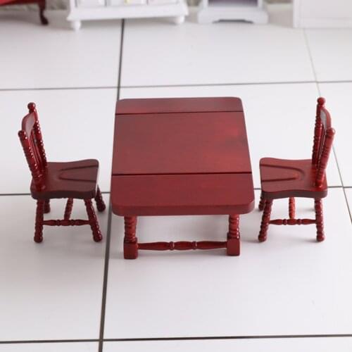 1/12 Wood Doll House Table Chair Set Miniature Model Room Home Decoration