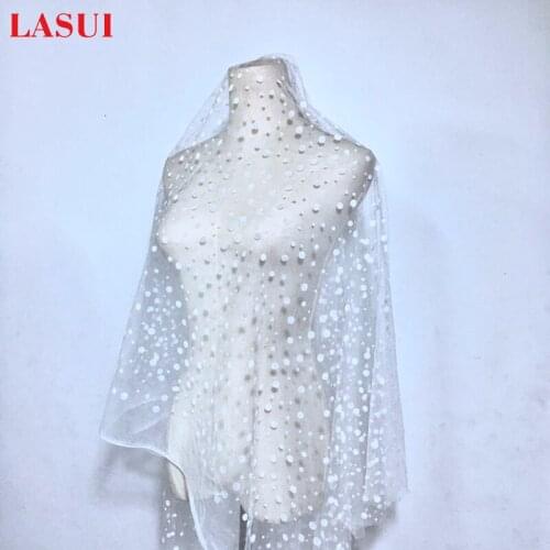 1Yard 2020 New White Velvet Spot Mesh Fabrics For Wedding Party Baby Girl Skirt Window House Decoraton M1105 LASUI