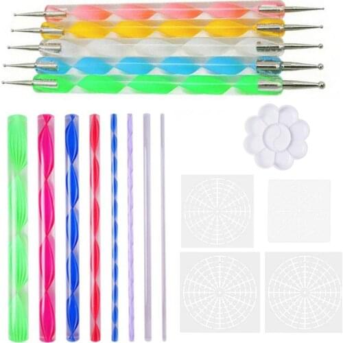 18PCS Mandala Painting Dotting Tools with Dotting Rods Ball Stylus Pens Stencils Paint Tray for Wood Canva Rocks Fabric Wall Art