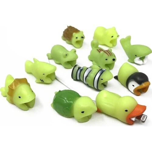 200Pcs Cute Luminous Animals Bite Cable Organizer Management Wire Protector for Charging Data Cable Earphone Mouse Line