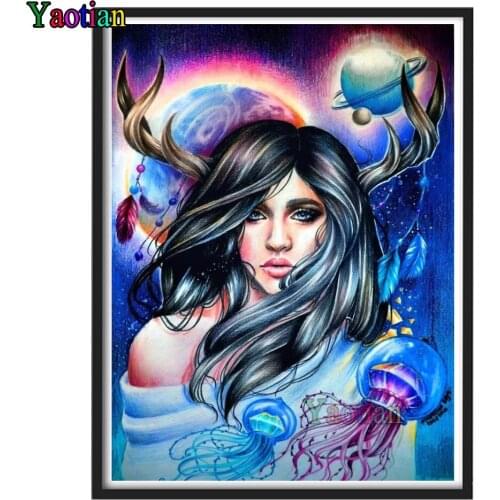 Fantasy planet beauty jellyfish 5d diy diamond painting full Square Round drill rhinestone embroidery kit mosaic Home Decoration