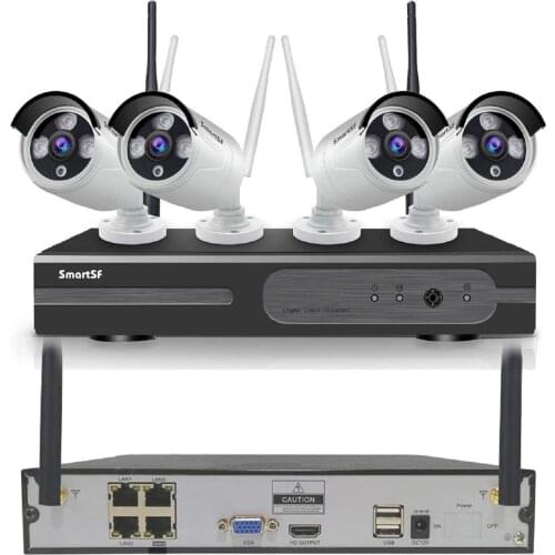 1080P Wireless Security Camera System 4CH NVR 4Pcs Outdoor WiFi Surveillance Camera with Night Vision Motion Detection Waterproo
