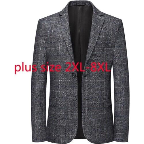 New Arrival Super Large Men Fashion Casual Plaid Printed Spring And Autumn Blazers Suit Plus Size 2XL 3XL 4XL 5XL 6XL 7XL 8XL