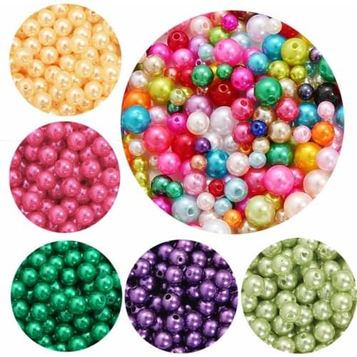 30-1000Pcs Staight Hole 4 6 8 10mm ABS Imitation Pearl Bead Round Plastic Spacer Bead For Jewelry Making Bracelets Necklace DIY