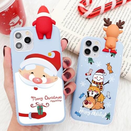 Cute Santa Claus Gift Phone Case For iPhone XR 12 11 Pro XS Max X 7 Mini Case Elk TPU For iPhone 7 6 S 8 Plus 5 SE2 Purple Cover