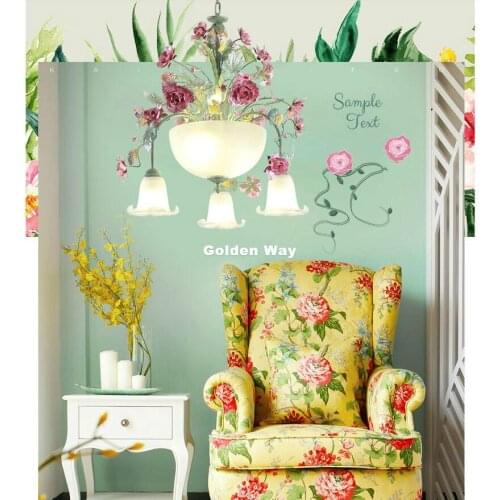 Floral Pendant D52cm H64cm Decora Pendant Lamp Rose Hanging Lamp Children Restaurants Bedroom 7L Crystal Girl Children Lighting