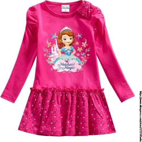Disney Baby Girls Sofia Spring Autumn Long Sleeve Dresses Princess Party Lace Dress For Kids Children Vestidoes Clothes