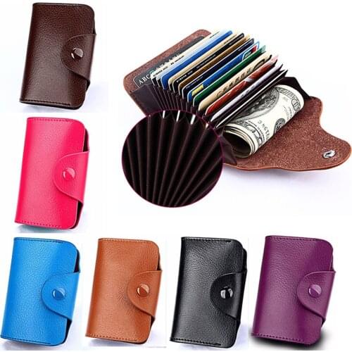 Classic Luxury PU Leather Wallet RFID Blocking Pocket Holder Credit Card Case New Business Card Holder Protector Organizer