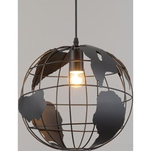 Globe wrought iron Pendant Light LOFT E27 Black Pendant Lamp industrial Wind restaurant bar coffee Store Pendant Lighting PA0534