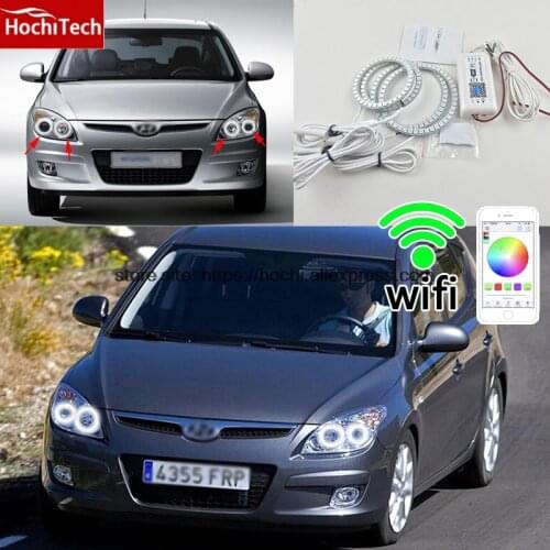 HochiTech Excellent RGB Multi-Color halo rings kit car styling for Hyundai i30 2008-2011 angel eyes wifi remote control