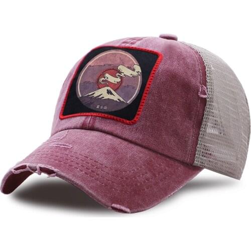 Outdoor Unisex Golf Cap Fuji Mountain Cartoon Print Mesh Baseball Cap Sports Fashion Snapback Hats Breathable Cotton Trucker Hat