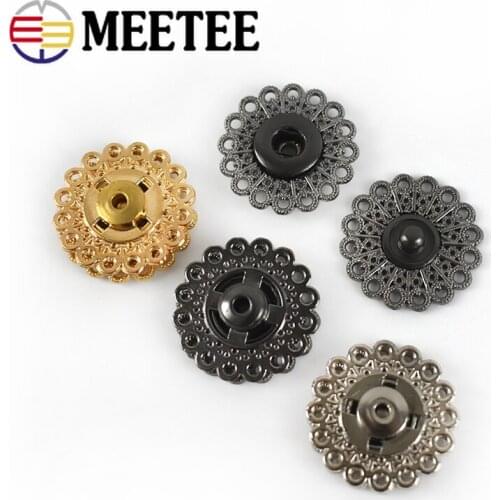Meetee 10sets Scrapbooking Decor Metal Buttons Snap Stud Fastener Hollow Press Buckles for Sewing Jacket Coat Clothes Craft D4-1